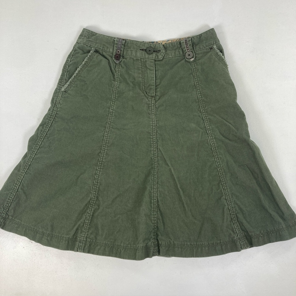 Boden 10R Skirt Corduroy Green Knee Length Paneled Circle A-Line Pockets Casual - Picture 9 of 16